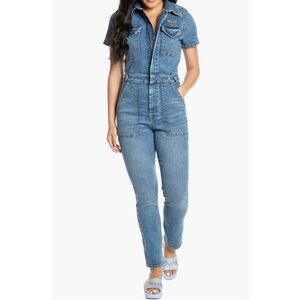Juicy Couture Cindy Short Sleeve Denim Jumpsuit